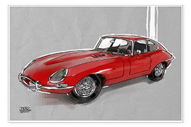 Poster  Jaguar E type - Pieter Hogenbirk