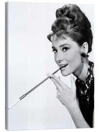 Canvas print  Audrey Hepburn with cigarette holder