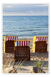 Poster  Three beach chairs at the baltic sea