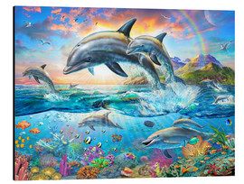 Aluminium print  Dolphin Family - Adrian Chesterman