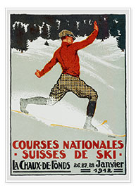 Poster  Courses national suisses de ski / La Chaux de Fonds - Jules Courvoisier