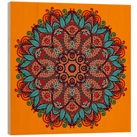 Wood print  Mandala Orange II
