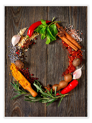 Poster Wreath of spices and herbs