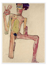 Poster  Egon Schiele as kneeling nude - Egon Schiele