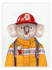 Poster  Koala Firefighter - Animal Crew