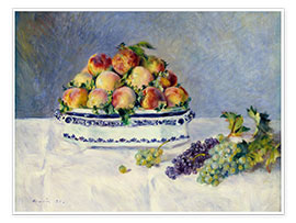 Poster Still life with peaches and grapes
