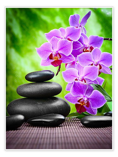 Poster Zen basalt stones and orchid