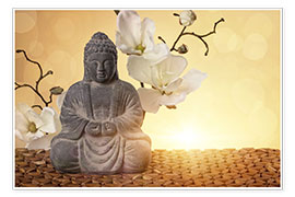 Poster Buddha in meditation, religious concept