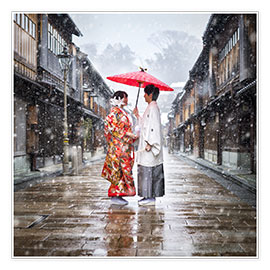 Poster  Japanese wedding parade in winter in Kanagawa, Japan - Jan Christopher Becke