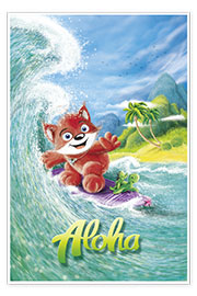 Poster  Aloha Surfer Fox - Stefan Lohr