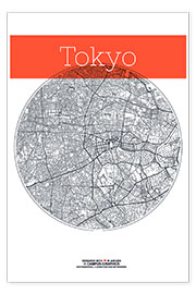 Poster Tokyo map circle