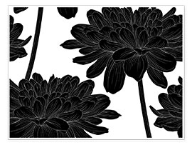 Poster Flowers black on white