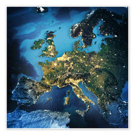 Poster  Europe from Space, NASA 3D Rendering