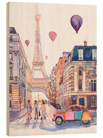 Wood print  Eiffel Tower and Citroen 2CV in Paris - Anastasia Mamoshina