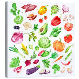 Canvas print  Fruits and vegetables watercolor