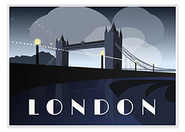 Poster  London Tower Bridge Art Deco style - Alex Saberi