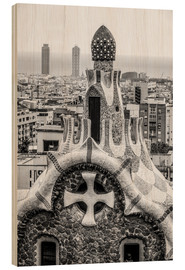 Wood print  Impressive architecture and mosaic art at Park Guell