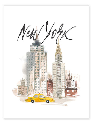 Poster New York skyscrapers, watercolour
