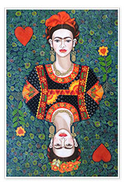 Poster  Frida Kahlo, Queen of Hearts - Madalena Lobao-Tello