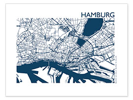 Poster City map of Hamburg III