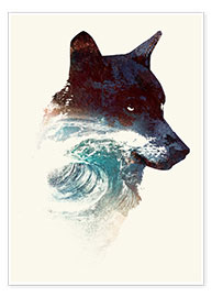 Poster Wolf and wave