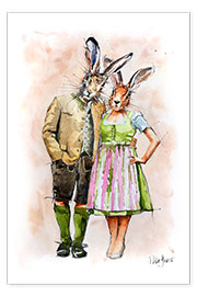 Poster  Oktoberfest rabbits - Peter Guest