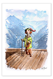 Poster  Dachshund in the Alps - Peter Guest