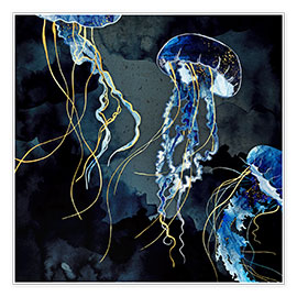 Poster Jellyfish, Metallic Ocean III