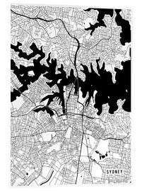 Acrylic print  Sydney Australia Map - Main Street Maps