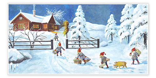 Poster Winter Landscape with Nisse