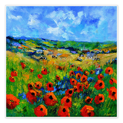 Poster View over a field of poppies