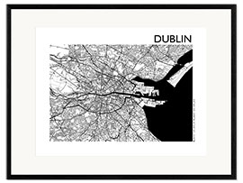 Framed art print  Dublin city map - 44spaces