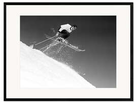 Framed art print  Downhill skier in jump, 1950s