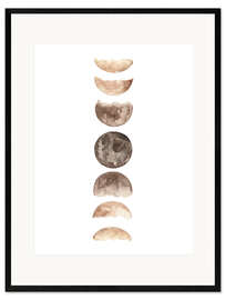 Framed art print  Moon phases watercolor - Mantika Studio