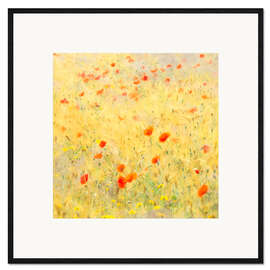 Framed art print  Poppy flowers blowing in the wind - Jos Pannekoek